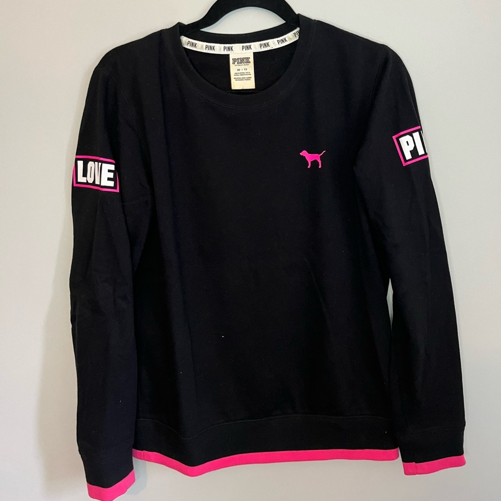 Victoria Secret Pink - Black and Pink Crew Neck - X-Small